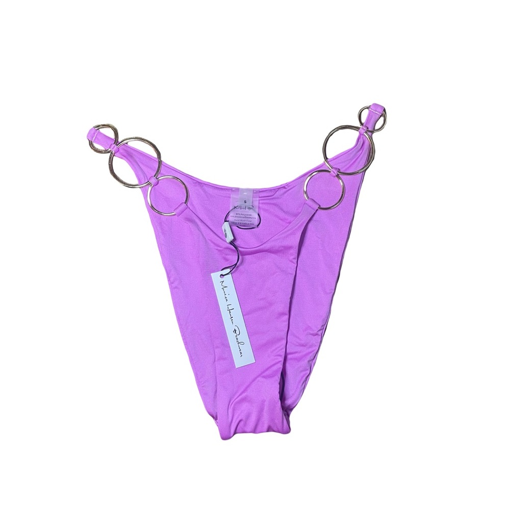 MHB Monica Hansen Beachwear SMALL Women's Purple Side Silver Rings Bottom NEW